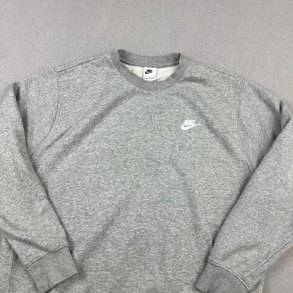 Nike Sweatshirt Men Extra Large Gray Heather Crewneck Pullover Swoosh XL